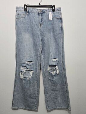 Pacsun Womens Casey Low Rise Baggy Jeans Size 30 Wide Leg Distressed Light Wash